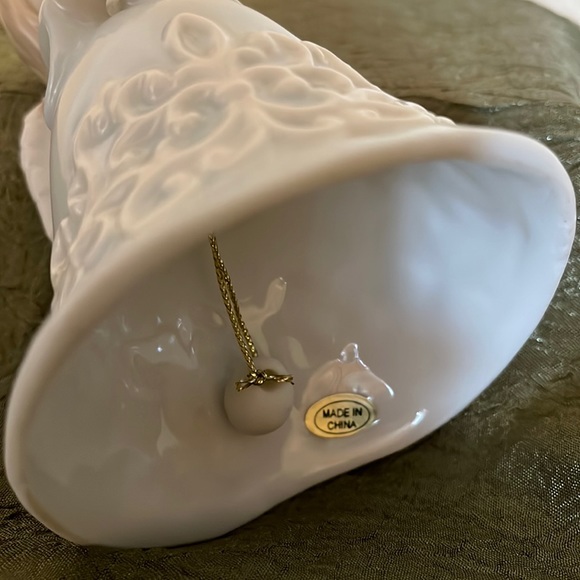 Angel bell, Angel holds April birthstone, 4.25”T, 3”W, porcelain. - Picture 2 of 3